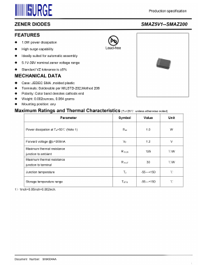 SMAZ39 Datasheet PDF Surge Components
