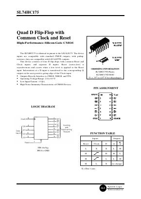SL74HC175 Datasheet PDF System Logic Semiconductor