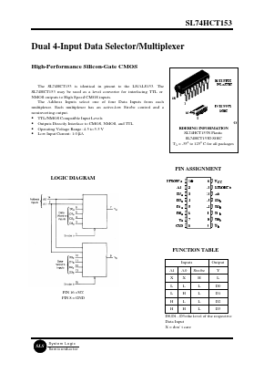 SL74HCT153D Datasheet PDF System Logic Semiconductor