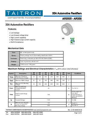 AR351 Datasheet PDF TAITRON Components Incorporated