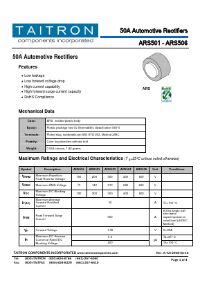ARS501 Datasheet PDF TAITRON Components Incorporated