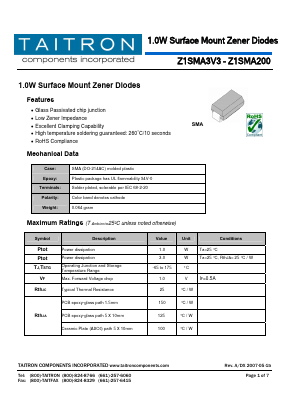 Z1SMA51 Datasheet PDF TAITRON Components Incorporated