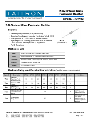 GP20K Datasheet PDF TAITRON Components Incorporated
