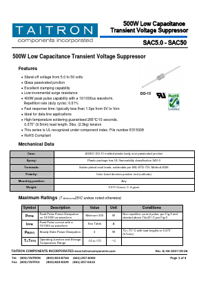 SAC10 Datasheet PDF TAITRON Components Incorporated