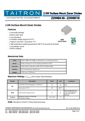Z2SMB16 Datasheet PDF TAITRON Components Incorporated