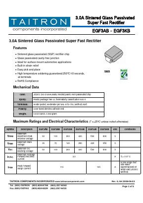 EGF3BB Datasheet PDF TAITRON Components Incorporated
