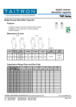 TMR Datasheet PDF TAITRON Components Incorporated