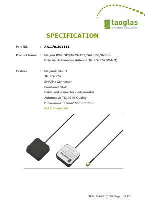 AA170301111 Datasheet PDF Taoglas antenna solutions