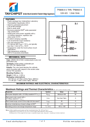 TPSMA18 Datasheet PDF Shenzhen Taychipst Electronic Co., Ltd