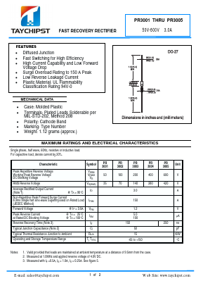 PR3004 Datasheet PDF Shenzhen Taychipst Electronic Co., Ltd