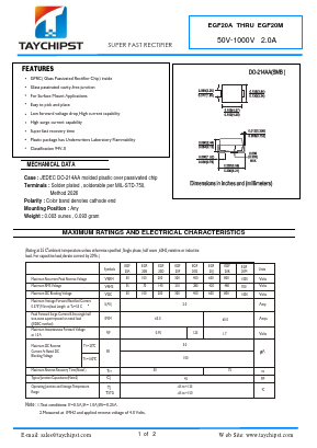 EGF20D Datasheet PDF Shenzhen Taychipst Electronic Co., Ltd
