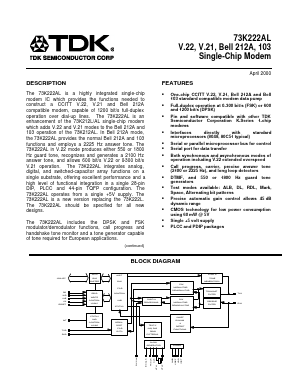 73K222AL-IH Datasheet PDF TDK Corporation