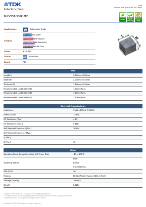 NLCV25T-330K-PFD Datasheet PDF TDK Corporation
