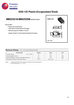MMSZ5221B Datasheet PDF Transys Electronics Limited