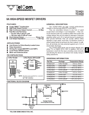 TC4421 Datasheet PDF TelCom Semiconductor, Inc