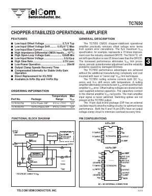 TC7650CPA Datasheet PDF TelCom Semiconductor, Inc
