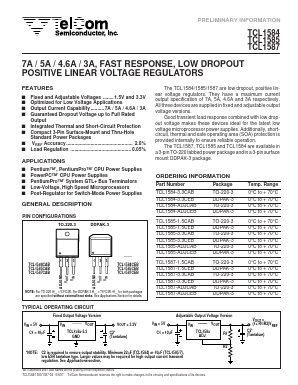 TCL1587-ADJCAB Datasheet PDF TelCom Semiconductor, Inc