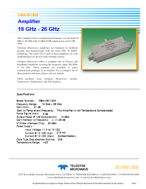 CMA-26-1804 Datasheet PDF Teledyne Technologies Incorporated