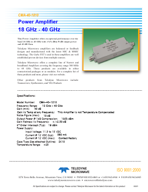 CMA-40-1810 Datasheet PDF Teledyne Technologies Incorporated