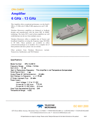 CPA-13-6015 Datasheet PDF Teledyne Technologies Incorporated