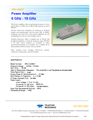 CPA-18-6027 Datasheet PDF Teledyne Technologies Incorporated