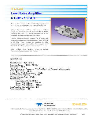 TLA-13-6012 Datasheet PDF Teledyne Technologies Incorporated