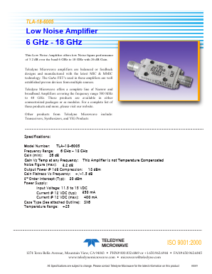 TLA-18-6005 Datasheet PDF Teledyne Technologies Incorporated