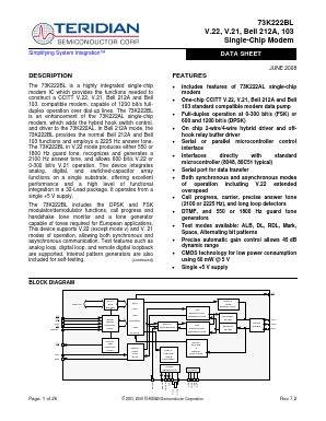 73K222BL-IH/F Datasheet PDF Teridian Semiconductor Corporation