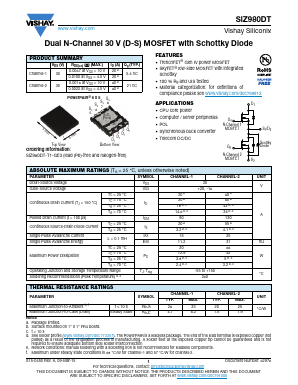 SIZ980DT Datasheet PDF Vishay Telefunken