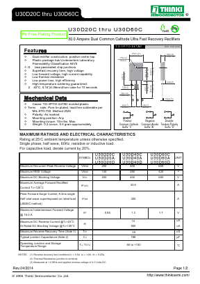 U30D40D Datasheet PDF Thinki Semiconductor Co., Ltd.
