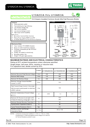 U10A2CIA Datasheet PDF Thinki Semiconductor Co., Ltd.