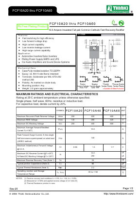 FCF10A20 Datasheet PDF Thinki Semiconductor Co., Ltd.