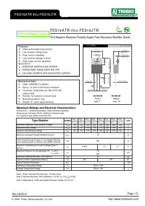 FES16ATR Datasheet PDF Thinki Semiconductor Co., Ltd.
