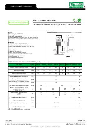 MBR1645 Datasheet PDF Thinki Semiconductor Co., Ltd.