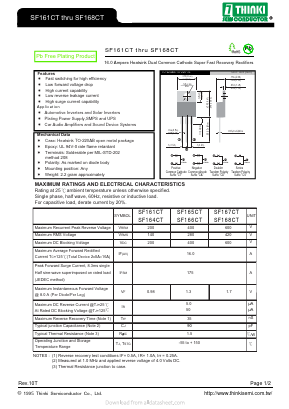 SF168CT Datasheet PDF Thinki Semiconductor Co., Ltd.