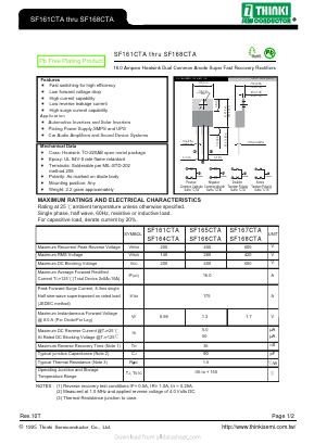 SF161CTA Datasheet PDF Thinki Semiconductor Co., Ltd.