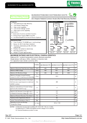 MUR20120CTR Datasheet PDF Thinki Semiconductor Co., Ltd.