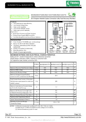 MUR2080CTS Datasheet PDF Thinki Semiconductor Co., Ltd.