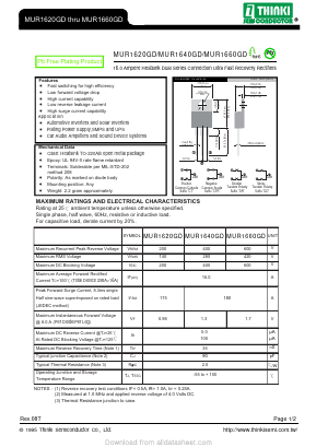 MUR1640GD Datasheet PDF Thinki Semiconductor Co., Ltd.