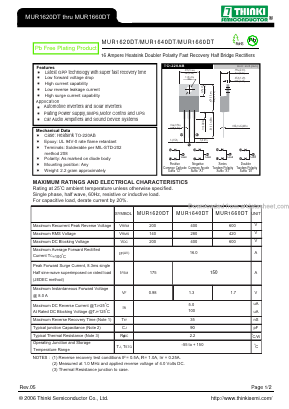 MUR1620DT Datasheet PDF Thinki Semiconductor Co., Ltd.