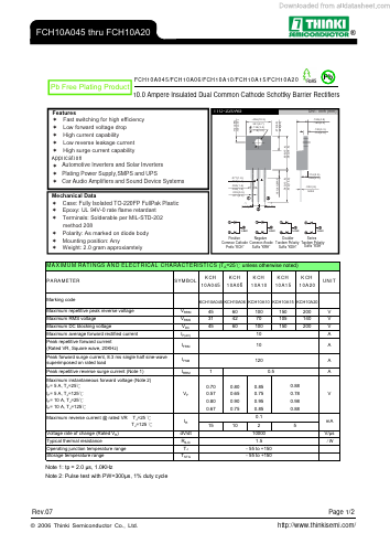 FCH10A10 Datasheet PDF Thinki Semiconductor Co., Ltd.