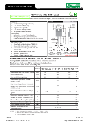 FRF10A40 Datasheet PDF Thinki Semiconductor Co., Ltd.