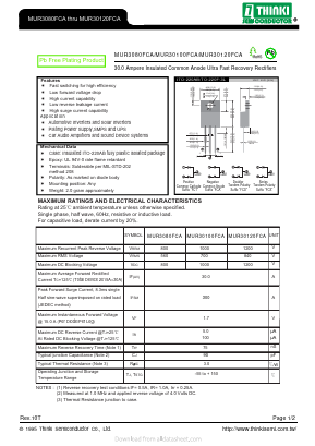 MUR30100FCA Datasheet PDF Thinki Semiconductor Co., Ltd.