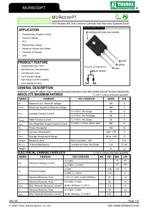 MUR6030PT Datasheet PDF Thinki Semiconductor Co., Ltd.