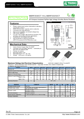 MBRF20100CT Datasheet PDF Thinki Semiconductor Co., Ltd.