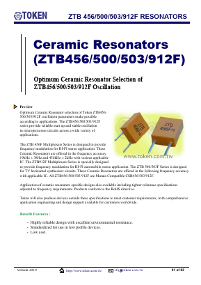 ZTB912F Datasheet PDF Token Electronics Industry Co., Ltd.