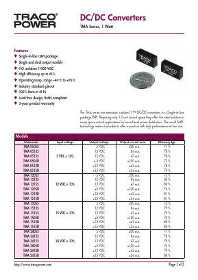 TMA2405S Datasheet PDF TRACO Electronic AG