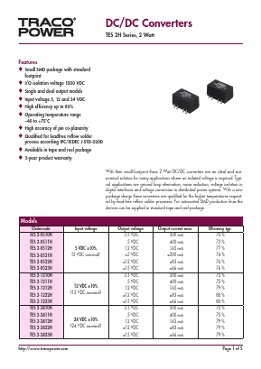 TES2-1210H Datasheet PDF TRACO Electronic AG