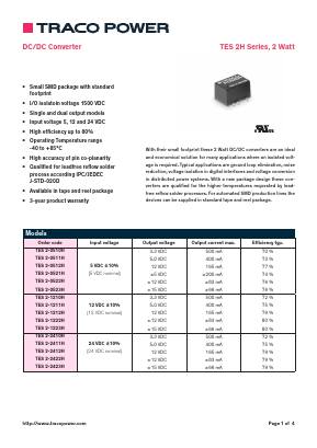 TES2-2410H Datasheet PDF TRACO Electronic AG