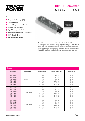 TMH0505D Datasheet PDF TRACO Electronic AG